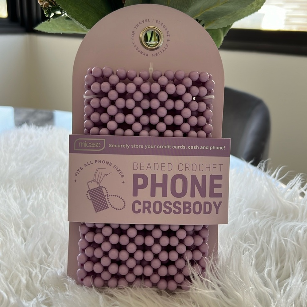 MICASE beaded crochet Phone Crossbody lavender/purple